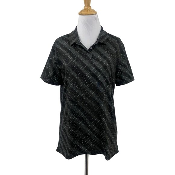 Nike Polo Shirt Womens M Medium Gray Black Element Half Zip Dri Fit Striped Golf - Picture 1 of 12